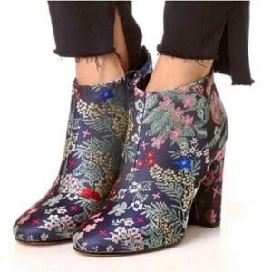 Sam Edelman Cambell floral jacquard brocade ankle booties. Block Heel. Sz 8
